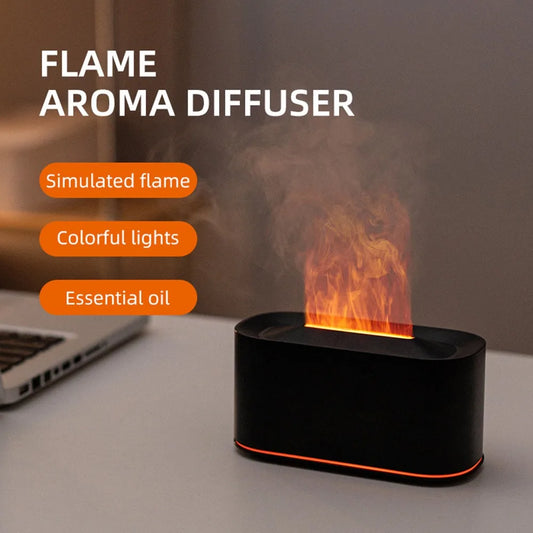 Essential Oil Diffuser,Flame Colorful Water Vapor Fire Humidifier for Aromatherapy Aroma Therapy Machine Room,Flame Diffuser